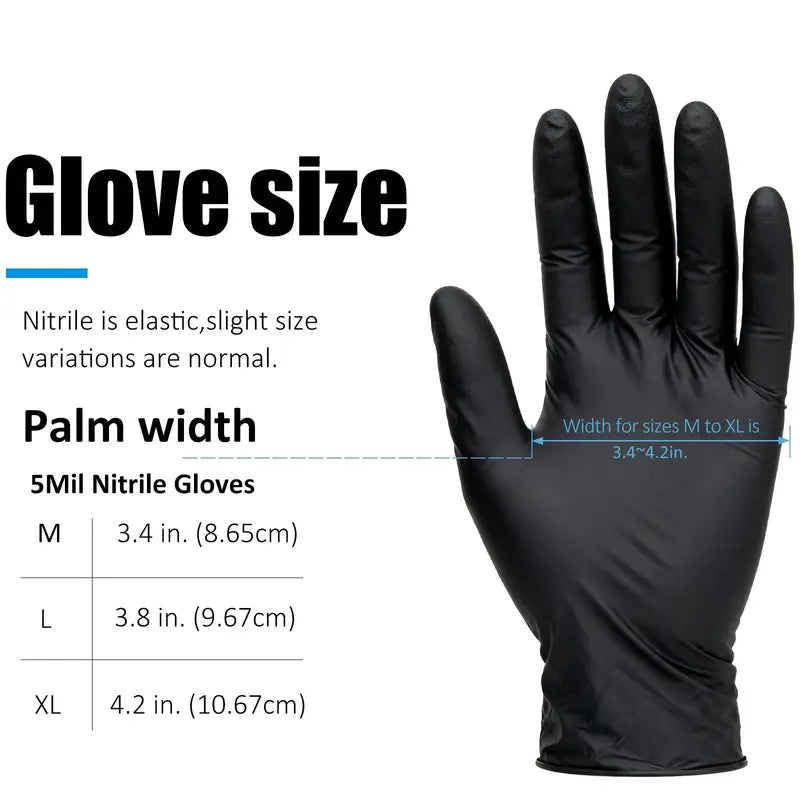🔥 Premium 5mil Black Nitrile Gloves - Tear-Resistant, Abrasion-Resistant, Puncture-Proof