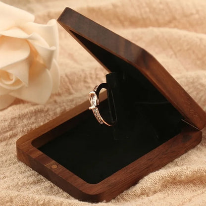 💍 Wooden Rotating Engagement Ring Box