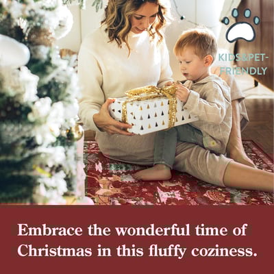 Christmas Deer Santa Long Rug