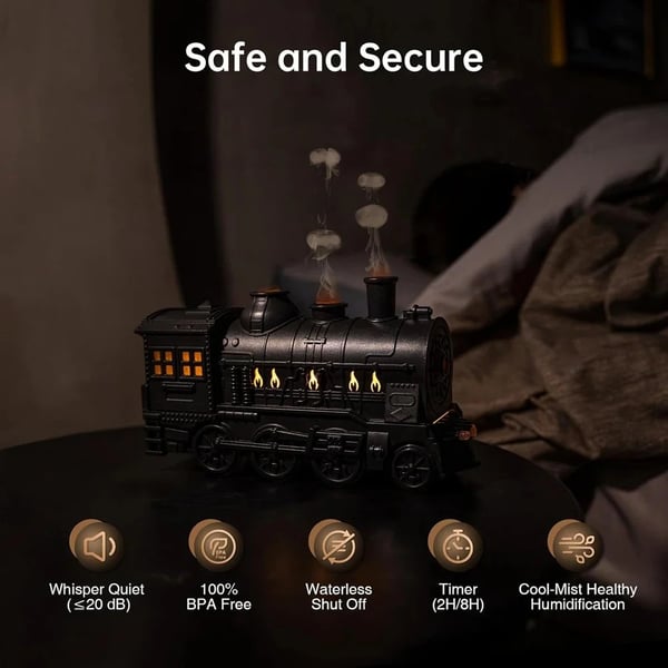 Train Diffuser 300ML 🚂 Essential Oil Aroma Humidifier | Cool Mist + Night Light