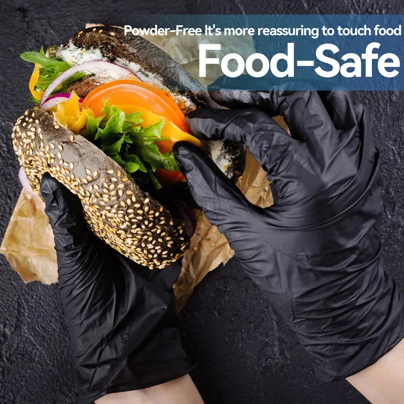 🔥 Premium 5mil Black Nitrile Gloves - Tear-Resistant, Abrasion-Resistant, Puncture-Proof