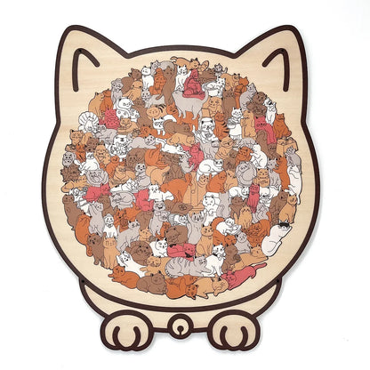 🔥Hot Sale - 😻🧩135-Piece Morandi-Colored Cat Shaped Wooden Jigsaw Puzzle