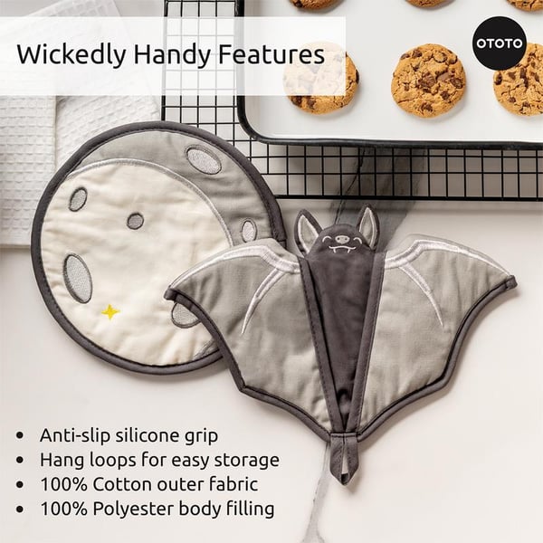 🔥LAST DAY 50% OFF - 🦇OTOTO Batlicious Oven Mitts & Pot Holders Set