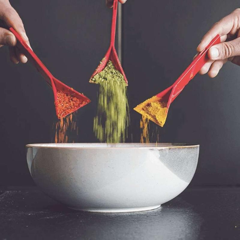 3-in-1 Folding Measuring Spoons - 2 Measuring spoons, with 6 different sizes