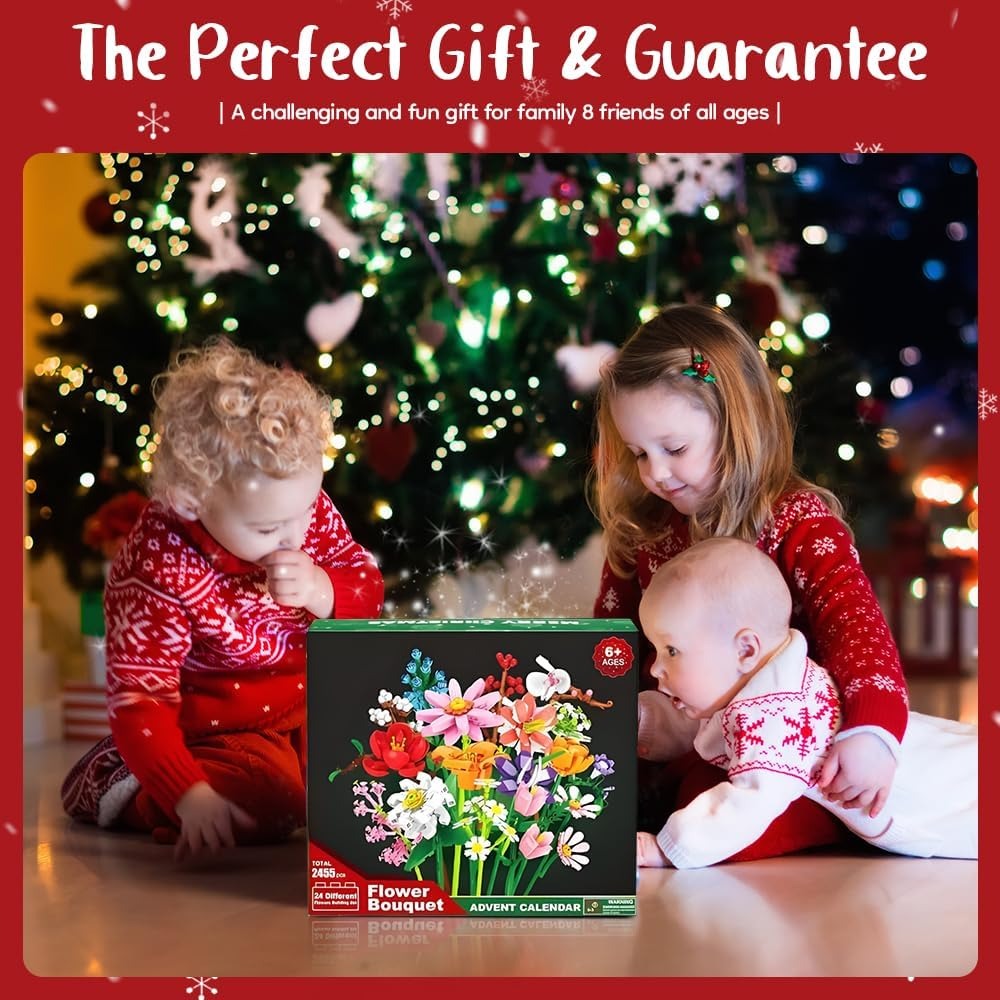 🎄✨ Advent Calendar 2025 – Flower Bouquet Building Blocks Set ✨🎄