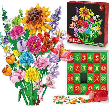 🎄✨ Advent Calendar 2025 – Flower Bouquet Building Blocks Set ✨🎄