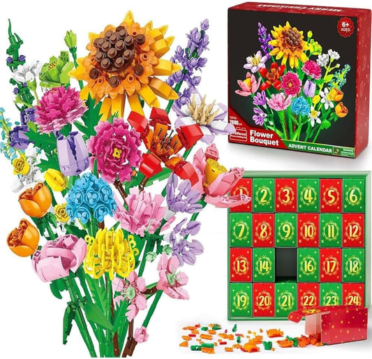 🎄✨ Advent Calendar 2025 – Flower Bouquet Building Blocks Set ✨🎄